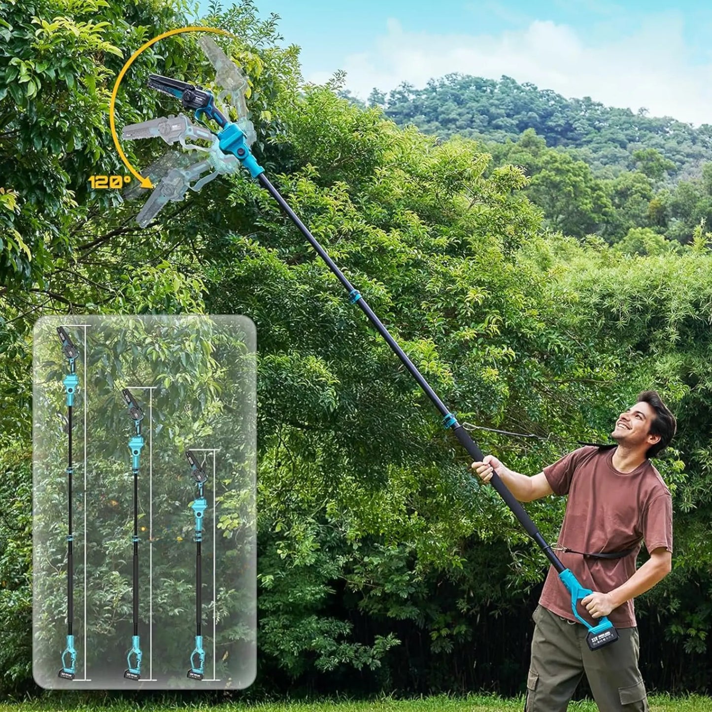 Sawverin RX3 Pro - 2-in-1 Cordless Telescopic Pole Chainsaw & Chainsaw (6 inch) + FREE Battery + Charger