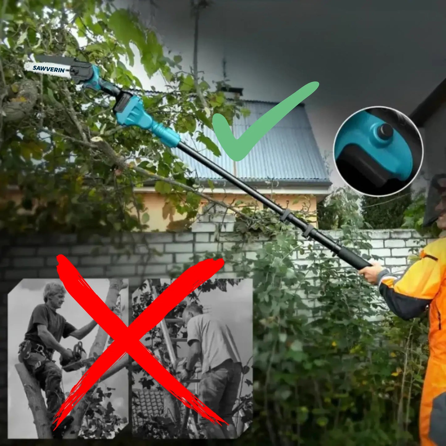 Sawverin RX3 Pro - 2-in-1 Cordless Telescopic Pole Chainsaw & Chainsaw (6 inch) + FREE Battery + Charger